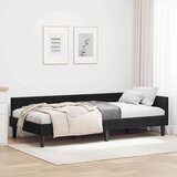 vidaXL Kotni posteljni okvir Črna 90 x 190 cm Samet in inženirski les | Shoptok.si