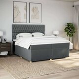 vidaXL Box spring postelja z vzmetnico temno siva 200x200 cm blago | Shoptok.si