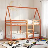 Krevet na kat s krovom voštano smeđi 90x200 cm masivna borovina | shoptok.hr