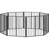  Vrata za pse 8 pcs Crna 80 x 80 cm Cinkani čelik | shoptok.hr