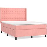 The Living Store Box spring postelja z vzmetnico roza 140x200 cm žamet - Box Spring Postelja, (21488834) | Shoptok.si