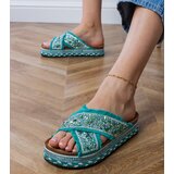 D/CEO Green flip-flops with rhinestones on straps Kelara | Shoptok.si