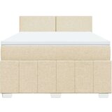 vidaXL Box spring postelja z vzmetnico krem 140x200 cm blago | Shoptok.si