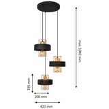  Luster na sajli VOLTA 3xE27/15W/230V crna/roze zlato | Eponuda.com