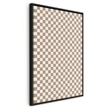 Slika - Checkerboard Pattern - Brown-White Grid with a Subtle Noise 40x60 U crnom drvenom okviru | shoptok.hr