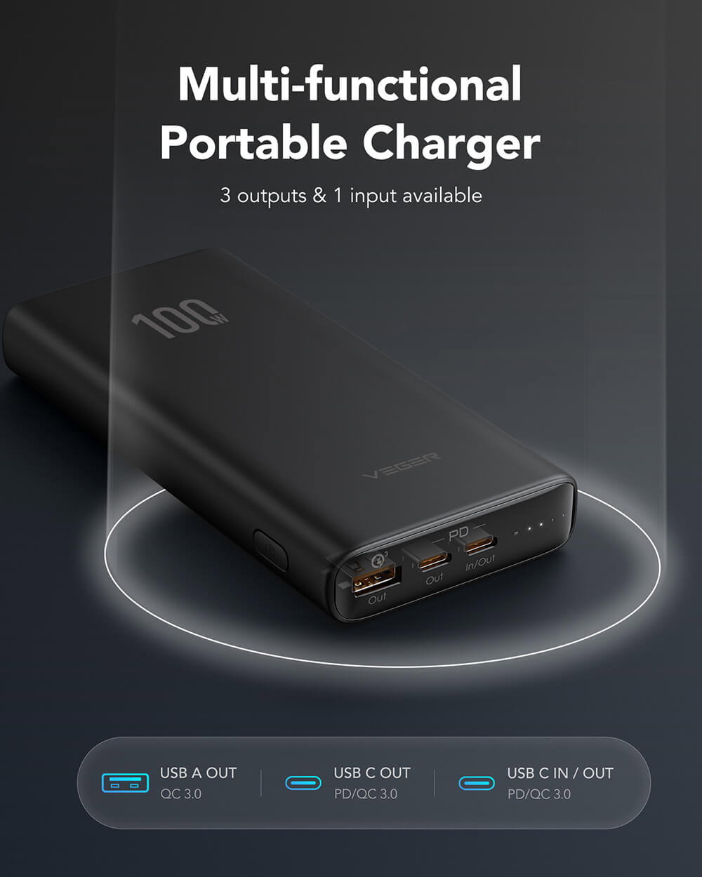 Veger T100 PowerBank 20.000 mAh T100, crna | shoptok.hr