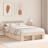 vidaXL Konstrukcija postelje s predalom z vzglavjem Rjava 120 x 200 cm Borovo les | Shoptok.si