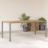 vidaXL Vrtna miza z leseno akacijevo ploščo siva 190x90x75 cm PE ratan