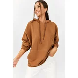 armonika Women's Mink Hooded Sweatshirt with Pocket