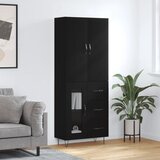 vidaXL Visoka komoda črna 69,5x34x180 cm inženirski les | Shoptok.si