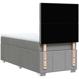 vidaXL Box spring postelja z vzmetnico svetlo siva 90x190 cm blago | Shoptok.si
