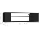 Viseći TV ormarić crni 100 x 30 x 26,5 cm konstruirano drvo | Eponuda.com
