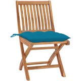 Maison Chic Vrtni stoli - Stol za vrt 2 kosa s svetlo modrimi blazinami trdna tikovina JS1291, (21877994) | Shoptok.si