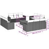  13-dijelni set vrtnih sofa s jastucima poliratan crni | shoptok.hr