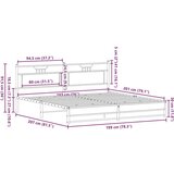 Metalni Kovinski posteljni okvir brez vzmetnice rjavi hrast 193x203 cm, (21829002) | Shoptok.si