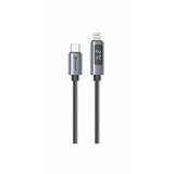 Swissten kabel LED indikator, USB-C/Lightning 1,5 m, 30W, tekstilni crni | shoptok.hr