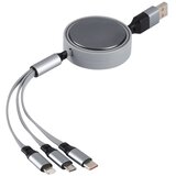 Meixi Uvlačivi USB kabl INDUCTOR 6u1 60W – automatsko uvlačenje/ 3 izlaza/ PD/ sivi Cene
