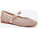 Boto Decorated Women's Ballet Flats With Strap And Buckle Gold Avirae | Shoptok.si