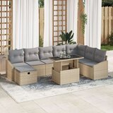  9-dijelni vrtni sofa set s jastučićima Bež Poli Ratan Cijene