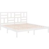  Posteljni okvir bel iz trdnega lesa 200x200 cm, (20645960) | Shoptok.si