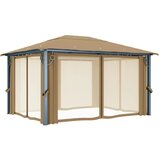  Sjenica sa zastorom 400 x 300 cm smeđe-siva aluminijska | Eponuda.ba