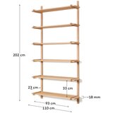 Kave Home Modularni sustav polica od punog hrasta u prirodnoj boji 110x202 cm Sitra – | shoptok.hr