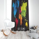  Dečiji draper karta sveta crni (jedno krilo) - 140x250cm, D-059 | ePonuda.com