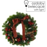 Molarem Home Božićni vijenac s LED svjetlom - 40 cm - Zeleni sa smeđom mašnom Cijene
