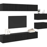  Set TV komoda 8 kom. Crni hrast Konstruirano drvo Crna | Shoptok.si