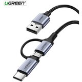 Ugreen USB-A to Micro USB + USB Type-C Cable 1m Black | shoptok.hr