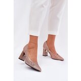 VINCEZA Embellished Mesh Heels On Heel Beige 62211 | Shoptok.si