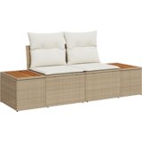 vidaXL 5-delna zunanja kavčna garnitura z blazinami, bež, poli ratan, akacija | Shoptok.si