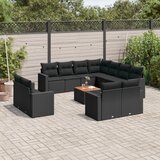  12-dijelni set vrtnih sofa od poliratana s jastucima crni | shoptok.hr