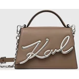Karl Lagerfeld Usnjena torbica rjava barva