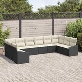  Sjedeća garnitura za vrt 10 kom. Crna i Krema poliratan 344 x 178,5 x 69 cm | Shoptok.si