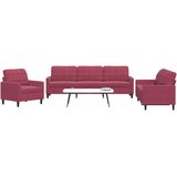  3-dijelni set sofa s jastucima crvena boja vina baršunasti | shoptok.hr