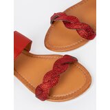 Shelvt Red flat sandals with glitter | Shoptok.si