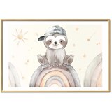  Plakat - Little Animal Among Stars and Rainbows 42x29.7 Zlatni okvir s margom | shoptok.hr