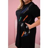 Kesi Włoski Women's cotton Plus Size dress with print black | shoptok.hr