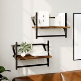 Maison Chic 2 kosi Stenske Police - Viseče police s prečkami dimljen hrast 40x25x30 cm, (21793453) | Shoptok.si