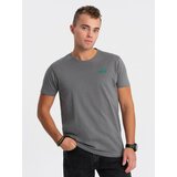 Ombre Men's cotton t-shirt with contrasting thread - gray Cene
