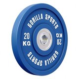 Gorilla Sports Bumper Plate Profi olimpijski teg 20 kg, 50/51 mm, plavi Cene