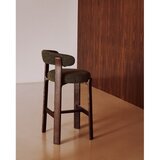 Kave Home Zelen/v temni naravni barvi barski stol iz masivnega jesena (višina sedeža 75 cm) Granite – | Shoptok.si