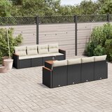 Maison Chic Seti vrtnega pohištva - Vrtna garnitura - Vrtni pohištvo set 9-delna z blazinami črn poli ratan, (21803885) | Shoptok.si