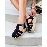 Resti Black eco-suede women's sandals on the Keniso platform - Footwear | Shoptok.si
