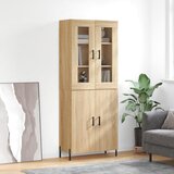 vidaXL Visoka komoda sonoma hrast 69,5x34x180 cm inženirski les | Shoptok.si