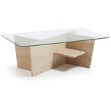 Kave Home Mizica s stekleno mizno ploščo v naravni barvi 60x110 cm Balwind – | Shoptok.si