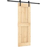 Klizna vrata Prirodna i crna 70 x 210 cm Čvrsta borovina | shoptok.hr