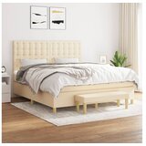 vidaXL Box spring postelja z vzmetnico krem 180x200 cm blago Cene