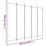Sobna pregrada s 5 panela smeđa 250 x 200 cm od tkanine | shoptok.hr